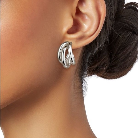 NEW💎Silver Triple Hoop Earrings*Chunky Hoop Earrings - Picture 3 of 4